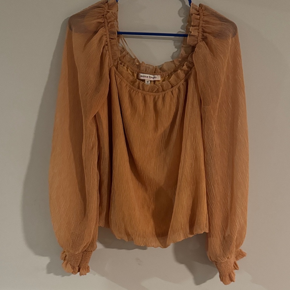 Jealous Tomato Women's Orange Ruffled Blouse